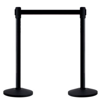  Black QueueWay Retractable Barrier Pair 